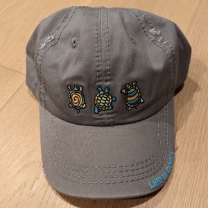 Gray Cap with Turtle Embroidery